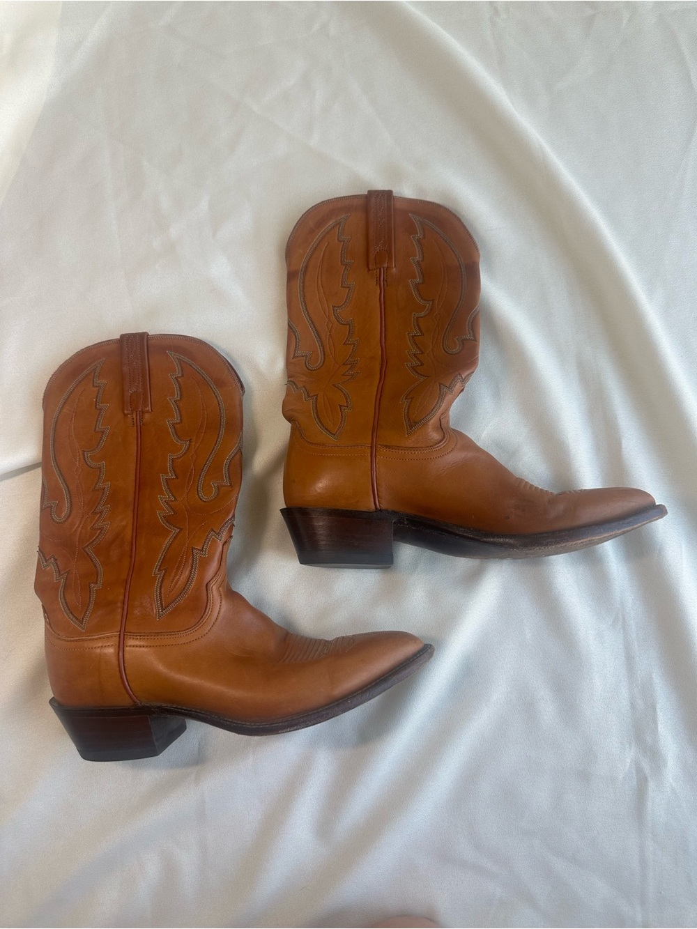 Lucchese Tan Leather Women's Western Heeled Boots